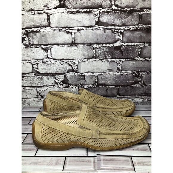 Donald J PLINER Esco Tan Suede Perforated Driving Moccasin Loafers Shoes Men 13M - Picture 16 of 16